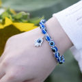 Classic Turkish Lucky Evil Eye Bracelets for Men Women Blue Evil Eye Palm Butterfly Pendant Beads Bangles Handmade Charm Jewelry. 