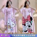 Buy One Get One Free Nightdress Women's Pajamas Women's Summer Short Sleeve Korean Style Cartoon Large Size Pregnant Women Can Wear outside Thin Homewear. 
