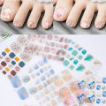 Summer Style 22Tips Mirror Toe Nail Stickers/Strips Nail Art Nails Stickers For Nails Toe Girls Self-Adhesive Feet Stickers. 