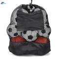 Soccer Mesh Ball Bag Drawstring Bags Net Bag Heavy Duty with Front Pocket Carrying Bag for 70cmx65cm. 