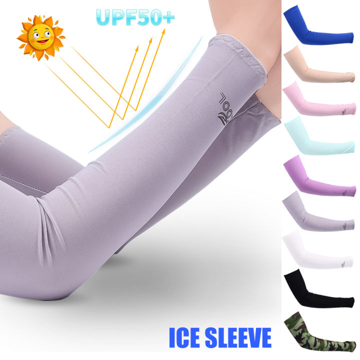 Summer Ice Silk Long Sleeves Anti-Sunburn Arm Cover Men Women Anti-UV Arm Fingerless Sleeve