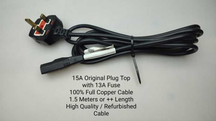 Power Cable/ 13A 3 pin UK Type Square Pin /600W POWER CABLE/ HIGH WATT ...