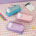【MINISO】👍👍 Cute Cat Large Capacity Stress Relieving Pencil Case Big Pencil Box Portable Girls Pen Bag Double Layer School Pouch Kawaii Bag. 