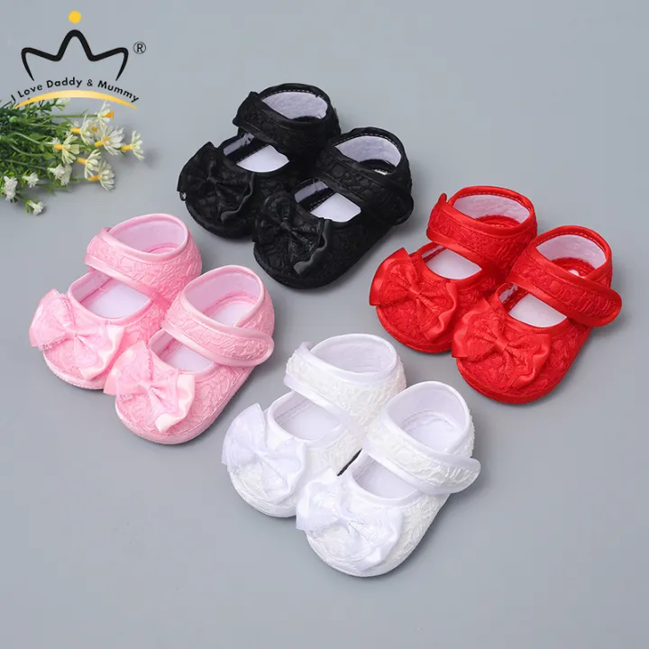 New Bows Baby Girl Shoes Big Lace Bowknot Newborn Princess Cotton Shoes Non-slip Soft Sole Toddler Shoes First Walkers