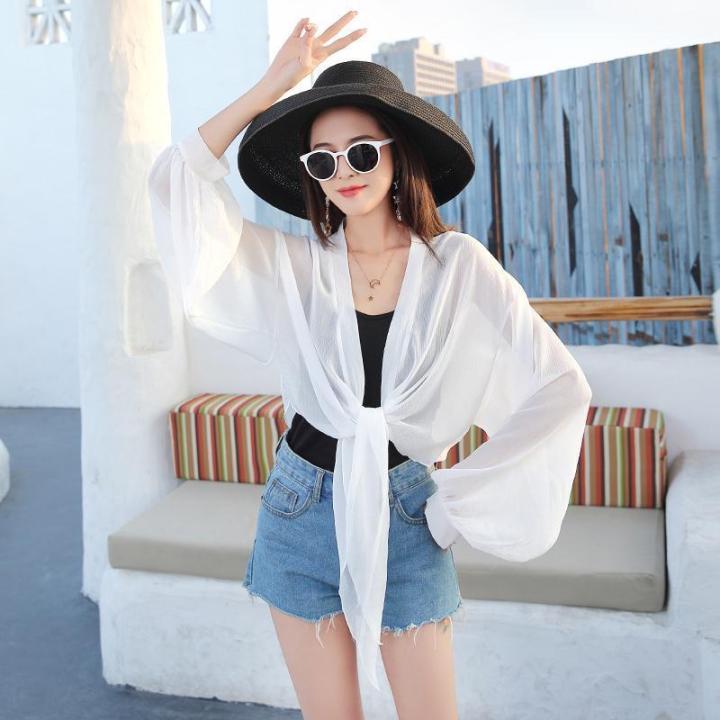 Shawl Summer with Skirt Outer Wear Cardigan Very Fairy Blouse Chiffon Sun Protection Clothing Short plus Size Thin Coat All-Matching