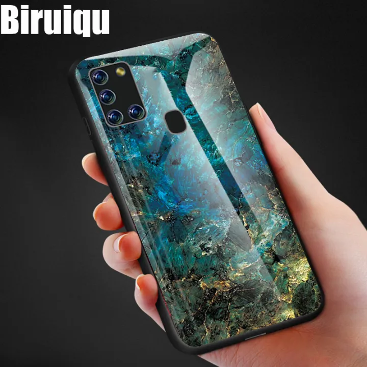 Biruiqu%20For%20Samsung%20Galaxy%20A21s%20Shockproof%20Fashion%20Marble%20Tempered%20Glass%20Back%20Case%20Cover%20-%20Image%203