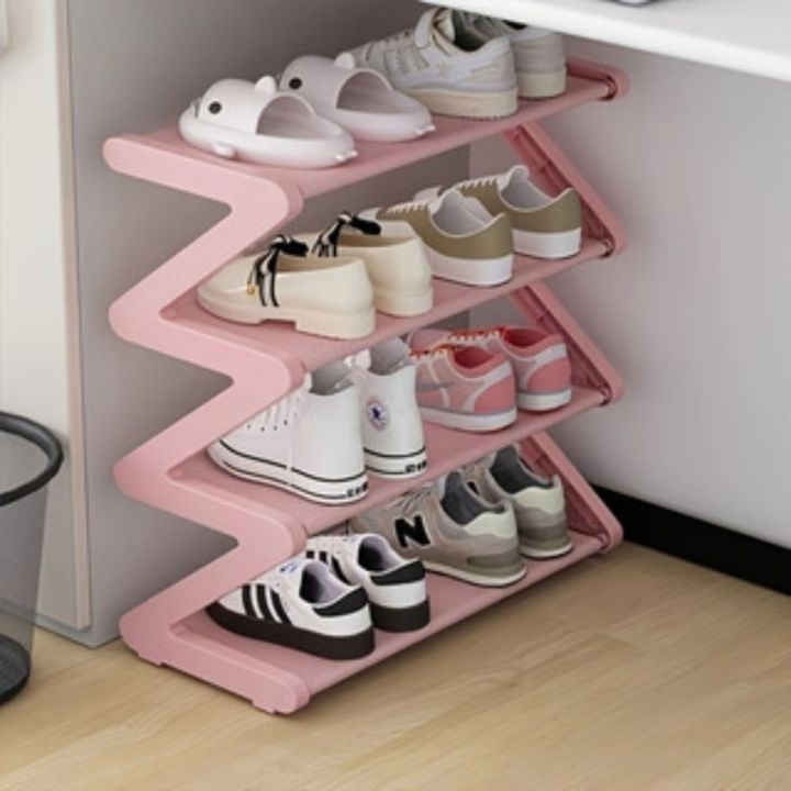 4-Tier Z-Shape Shoe Rack - Space-Saving Foldable Shoe Organizer ...