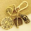 Pure Copper Pixiu Five Emperors Money Keychain Gourd Medallion Pendant Lucky Fortune and Evil Car Creative Pendant 33. 