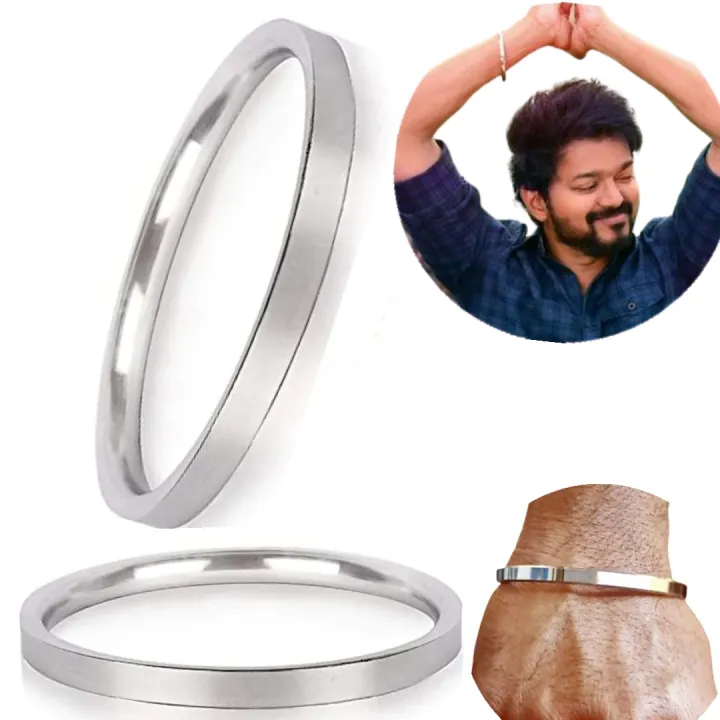 None Fade 2.50 Inches Diameters 2.8 Size Stainless Steel Simple & Trendy Men's Fashion Wrist Bangles For Boys Lovers Jewelry Gift