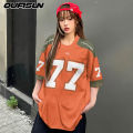 Womens T-shirt Short Sleeve Number 77 Retro Sports Jersey Plus Size Crew Neck Top 3D Printed Street Popular Clothes. 