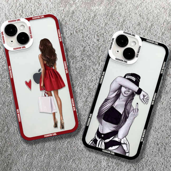 High Fashion Style Girl Phone Case For Xiaomi Redmi Note 12 13 Pro Plus 5G 12S 12 11S 11 10S Redmi 12 13C Clear Back Cover
