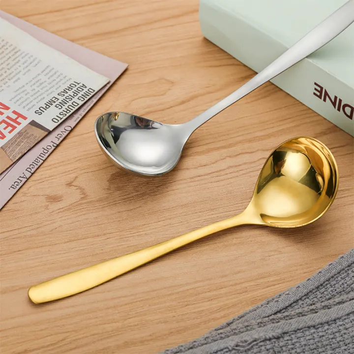 Stainless Steel Ladle Household Tableware Household Spoon Feel Comfortable Long Handle Small Spoon Luolong