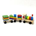 Wooden toys geometric building block car. 