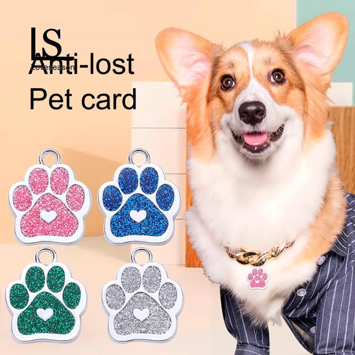 Loveseason Dog Tag Hanging Hole Design Paw Shape Pet Dog Tag Pendant