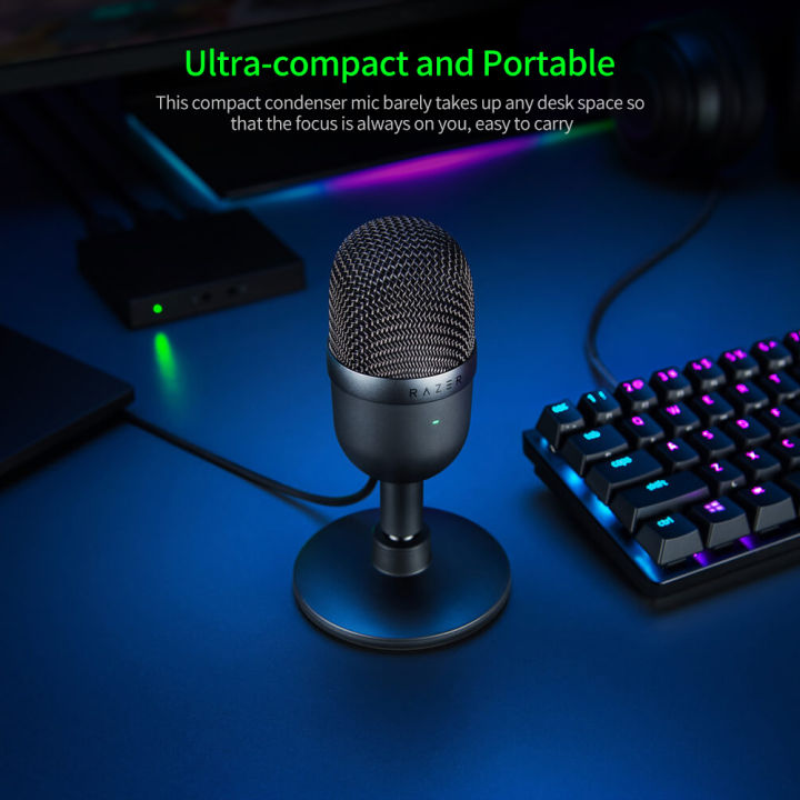 HXSJ%20Razer%20Seiren%20Mini%20Usb%20Condenser%20Microphone%20Ultra-Compact%20Streaming%20Microphone%20With%20Supercardioid%20Pickup%20Pattern%20Silver%20-%20Image%204