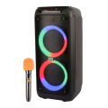 Brodu BTS-2173 Dual 8" Supper Bass Portable Wireless Bluetooth Speaker with Rechargable Wireless Mic RGB Light, FM Mic, FM, AUX, USB, SD Card, Karaoke Speaker with Dual Mic Buffel Subwoofer Music Player Party Box BTS 2173 Partybox. 