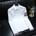 Trendy Long Sleeve Shirt Men2023Spring and Autumn New Bee Embroidered Casual Large Size Striped Contrast Color Shirt. 