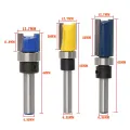 3Pcs 1/4 inch Shank Flush Trim Router Bits Pattern Template Router Bit Set Woodworking Top Bearing Milling Tools. 