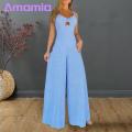 Women Jumpsuit Chest Cutout Straps Wide Har Hollow Backless Jumpsuit. 