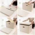 Cloth Storage Box Covered Clothes Storage Box Clothes Storage Box Household Foldable Cotton and Linen Storage Box. 