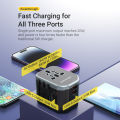 Vention 20W Global Travel Charger Plug AC + USB 2 in 1 Fast Charging Power Wall Charger Type-C and Dual USB A  Port 8 in 1 Adapter for iPhone 16 15 Laptop PD Charger Quick Charge Universal Socket. 