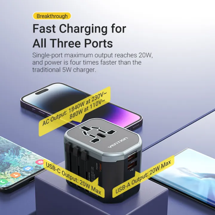 Vention%2020W%20Global%20Travel%20Charger%20Plug%20AC%20+%20USB%202%20in%201%20Fast%20Charging%20Power%20Wall%20Charger%20Type-C%20and%20Dual%20USB%20A%20%20Port%208%20in%201%20Adapter%20for%20iPhone%2016%2015%20Laptop%20PD%20Charger%20Quick%20Charge%20Universal%20Socket%20-%20Image%203