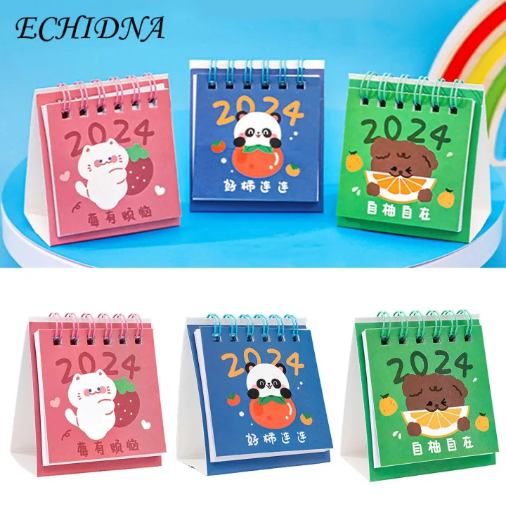 Lightweight Desktop Calendar 2024 Cute Cartoon Mini Desk Calendar Daily Planner for Home Office School Decoration 2pcs Set Table 2024 Calendar