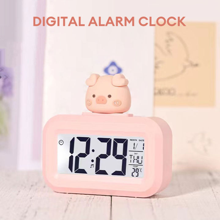Multifunctional Mini Slarm Clock Cute LED Clock with Temperature Display Calendar Clock Desktop Table Clocks Digital Alarm Clock