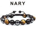Glossy Beads Bracelet Adjustable Lace-up Unisex Faux Tiger Eye Healing Bracelet Party Supplies. 