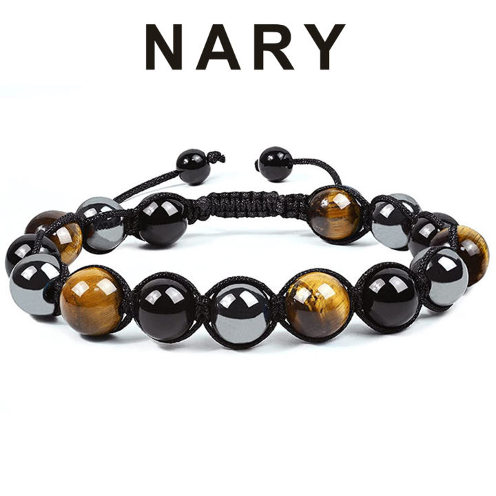 Glossy Beads Bracelet Adjustable Lace-up Unisex Faux Tiger Eye Healing Bracelet Party Supplies
