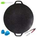 Grill Pan BBQ Baking Frying Round Griddle Plate Non-Stick Cooking Tools with Brush Gloves and Tongs for Camping Outdoor. 