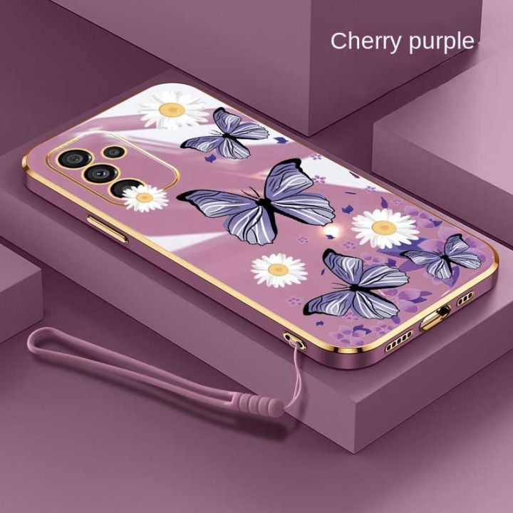 Samsung Galaxy A56 A36 A26 5G Butterfly Flower Casing Square Edges Plating Back TPU Soft Case Cover