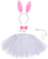 Yfashion Kids Easter Bunny Costume Set Cute Rabbit Ears Headband Bunny Tail Tutu Skirt Bow Tie Set Party Supplies For Girls Boys. 