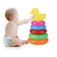 7 pcs Floor/set Rainbow Tower Stacking Circle Toy Children Pyramid Yellow Duck Montessori Toy Early Education Accessories for Kids. 