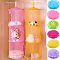 Foldable 3 Shelf Hanging Storage Net Kids Toy Organizer Bag Cylindrical Storage Basket For Home Wall Door Closet Store Baskets. 