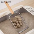 1pc Cat Litter Shovel Wooden Handle Reusable Hollow Mesh Design Multifunctional Pet Poops Cleaning Tool. 