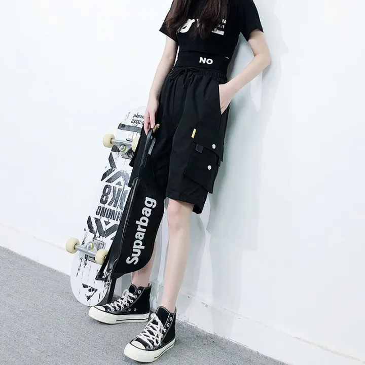 Shorts%20Women%20over%20the%20Knee%20Summer%20Thin%20Student%20Korean%20Style%20Loose%20Sports%20Versatile%20Slimming%20Leisure%20Cargo%20Fifth%20Pants%20Women%20-%20Image%202