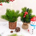 10pcs Artificial Pine Needle Plants Plastic Christmas Tree DIY Green Snow Pine Branches for Wedding Home Decor Flower Wreath Wholesale. 