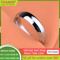 S925 Stamped White Gold Color Tibetan Silver Ring Simple 4mm Stanless Steel Rings for Men Women Couple Gift Jewelry Accessories. 