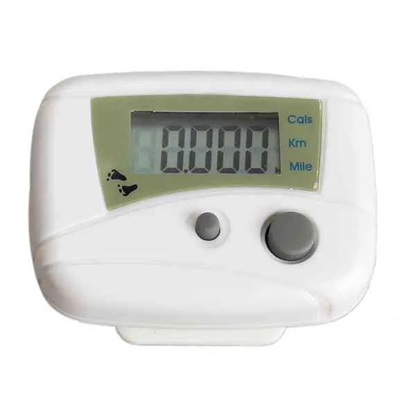 LCD Run Step Pedometer Walking Distance Calorie Counter White[Oliflica ...