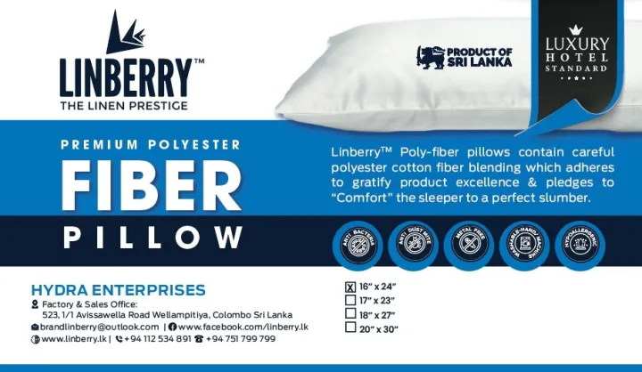 Pillow -Virgin Fiber -17"x23" - Hotel Grade