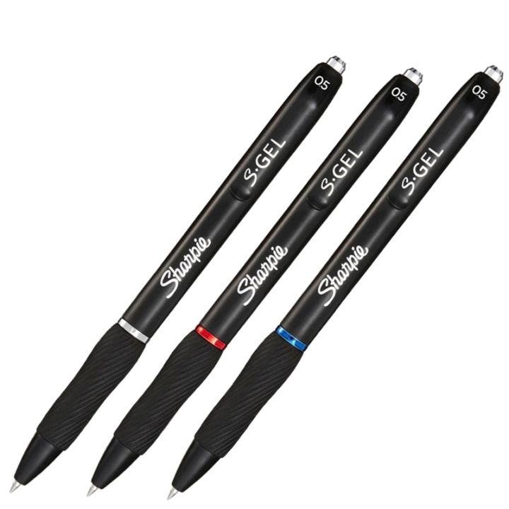 1pcs Sharpie S-Gel Gel Pens 0.5mm Black Bue Red Ink Quick Dry Smooth Gel Ink Pen Rubber Grip Office No Smear No Bleed Technology