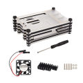Acrylic Transparent / Clear & Black Case Cover for Raspberry Pi 4 Model B, with Cooling Fan for Raspberry Pi 4B. 