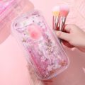 High-Profile Figure Cute Peach Quicksand Pencil Case Girl Heart Creative Sequins Korean Simple Quicksand Stationery Box. 