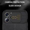 【ThinkWay】Slide Camera Lens Protection Case For iPhone 13 12 11 Pro Max XR XS X 6 7 8 Plus Mini SE Leather Texture Cooling Soft Back Cover. 