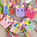 Pop Purse Silicone Sensory Unicorn Push Pop Bubble Bag Crossbody Bag Antistress Toys Reliver Autism Handbag Coin Pouch for Kids. 