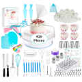 420pcs Cake Decorating Tools Kit Icing Tips Turntable Pastry Bag Coupler Cream Nozzle Baking Tools Set For Cupcakes Kitchen Tool.. 