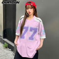 Womens T-shirt Short Sleeve Number 77 Retro Sports Jersey Plus Size Crew Neck Top 3D Printed Street Popular Clothes. 