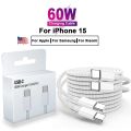 Original For Apple PD 60w USB C Charger Cable For iPhone 15 Pro Max Plus Dual Type c Fast Charging Data Cable For Samsung Xiaomi. 