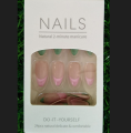 Nails One Set, French Tip Square Fake Nails Floral Design False Nails Short Coffin Glossy Fake Stick on Nails Acrylic Glue Full Cover Stick on Nails for Women. 